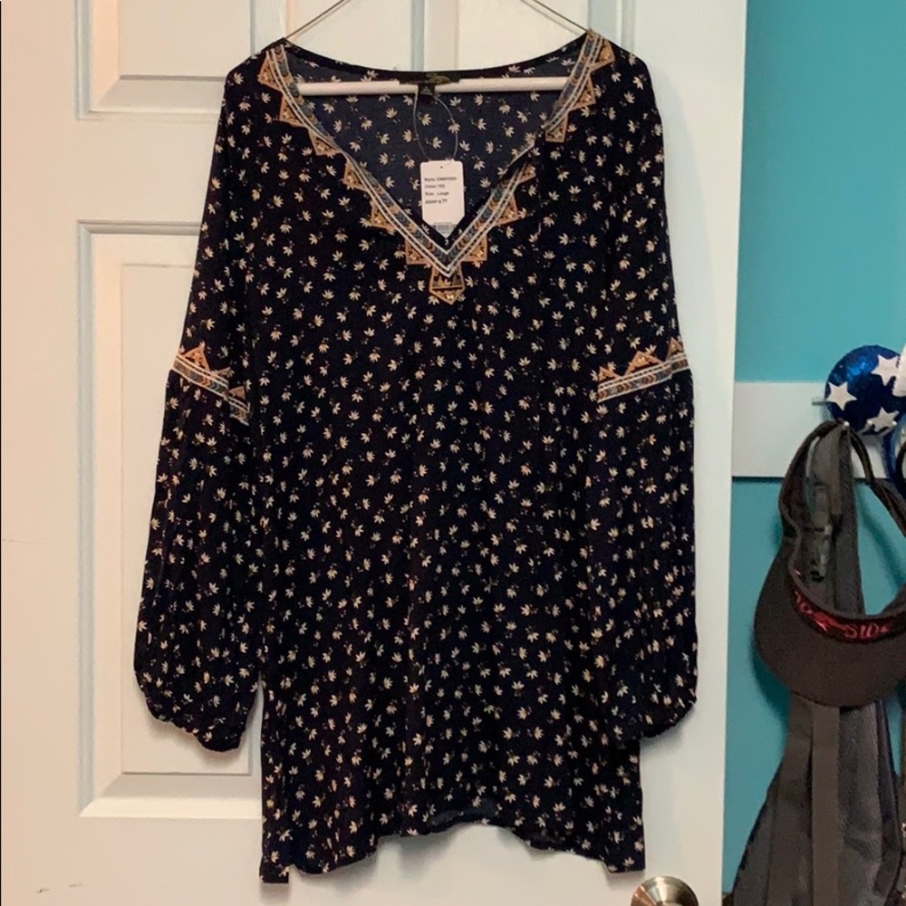 Navy blue flower Tunic